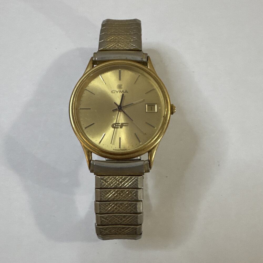 Vintage CYMA Consolidated Freightways CF Trucking Goldtone Wristwatch - Untested